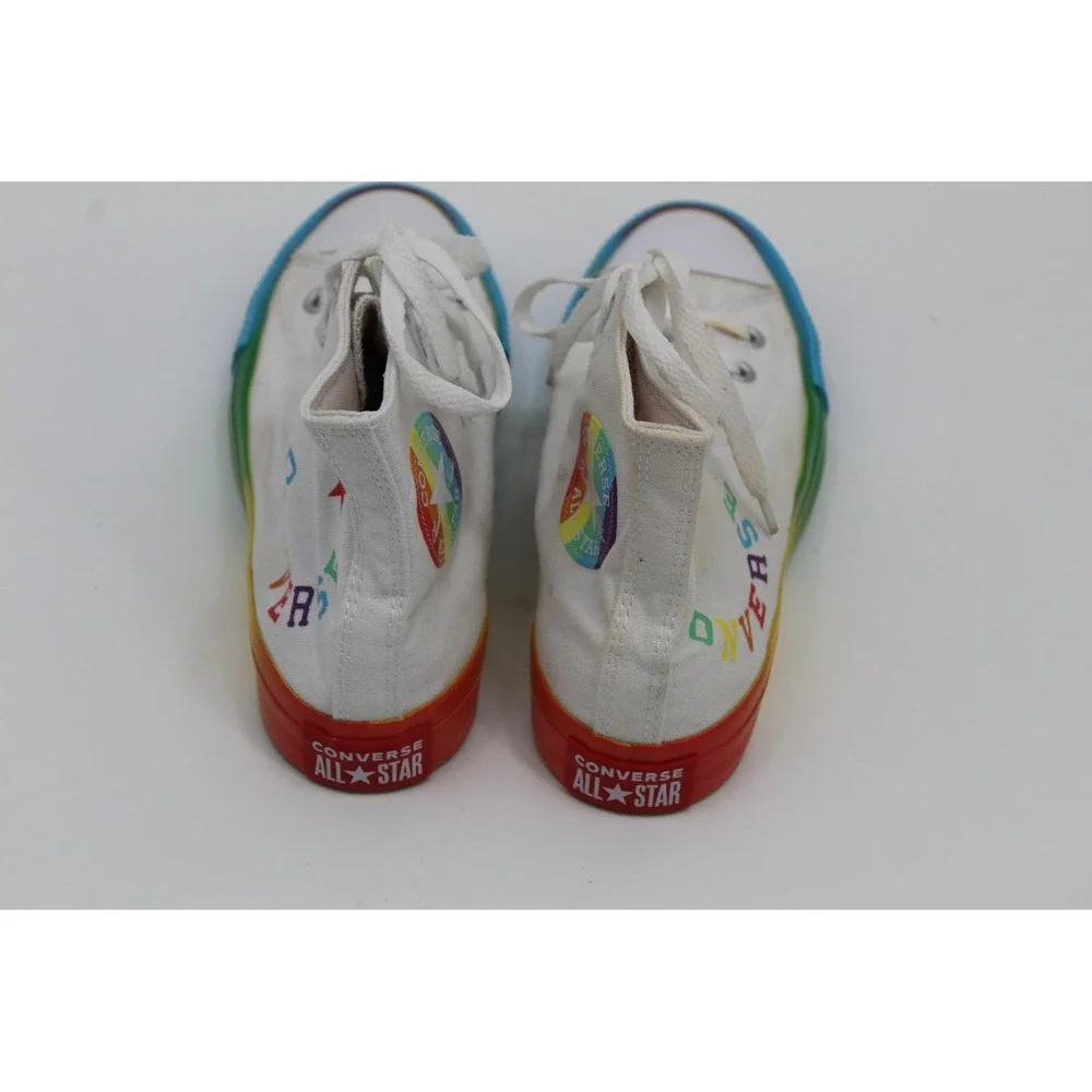Converse Chuck Taylor All Star White Rainbow High Top Sneakers Womens Sz‎ 7
